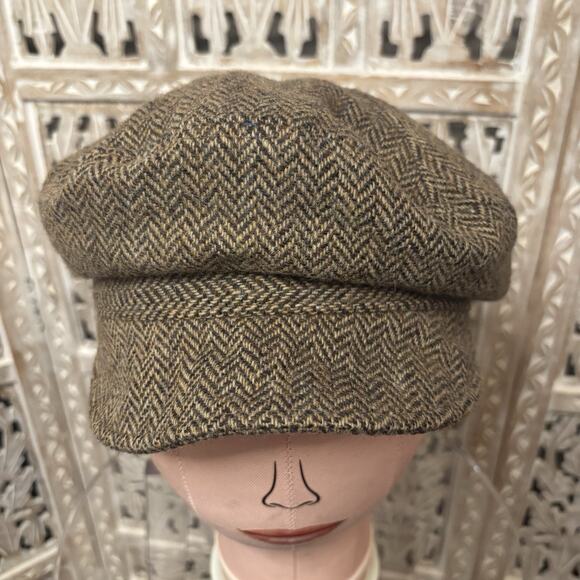 Unisex Brown & Tan Newsboy Hat Walking Gatsby Cap 100% Pure Wool Donegal Tweed - Picture 6 of 9
